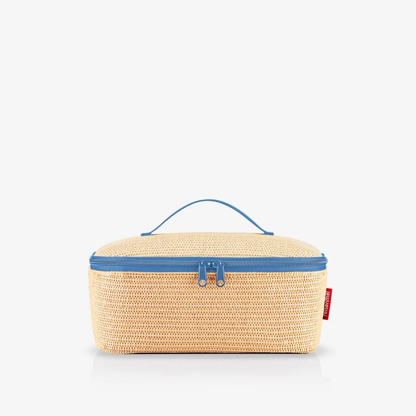 coolerbag M pocket raffia blue