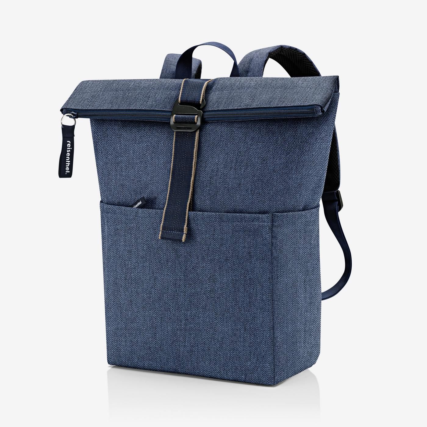 rolltop backpack herringbone dark blue - Image 4