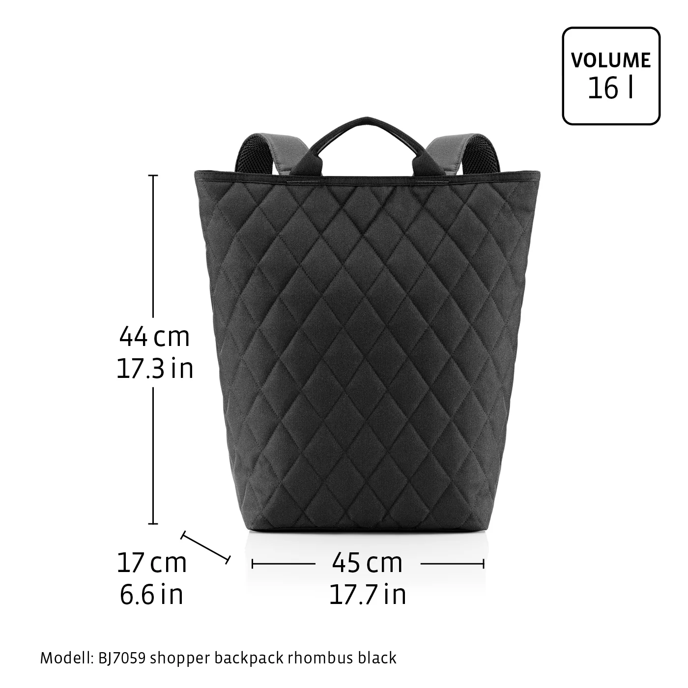 shopper-backpack rhombus black - Image 6